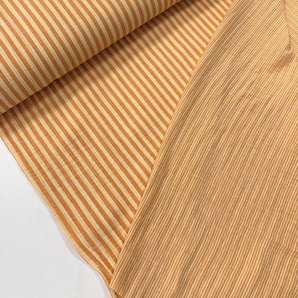 Doubleface Musselin Ringelblumen Gelb gestreift