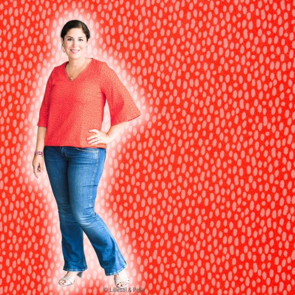 Double Slub Musselin Splash Dots apricot – Double Gauze Cherry Picking Blush by Swafing