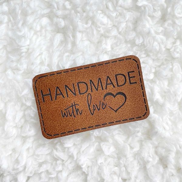Aufnäher Label - HANDMADE braun - für einzigartige Nähprojekte, Strickwerke & Gebasteltes