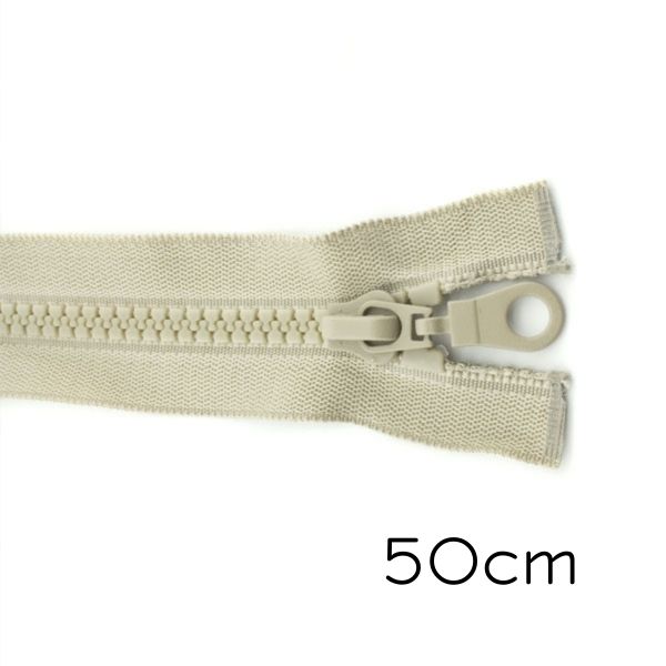 Reißverschluss Profil 5mm beige teilbar 50cm lang für Jacken und Westen O Zipper