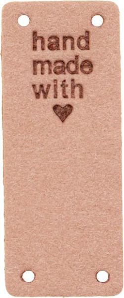 Kunstleder Label handmade with ❤️ rose lachs- für deine Nähprojekte, Strickwerke & Gebasteltes