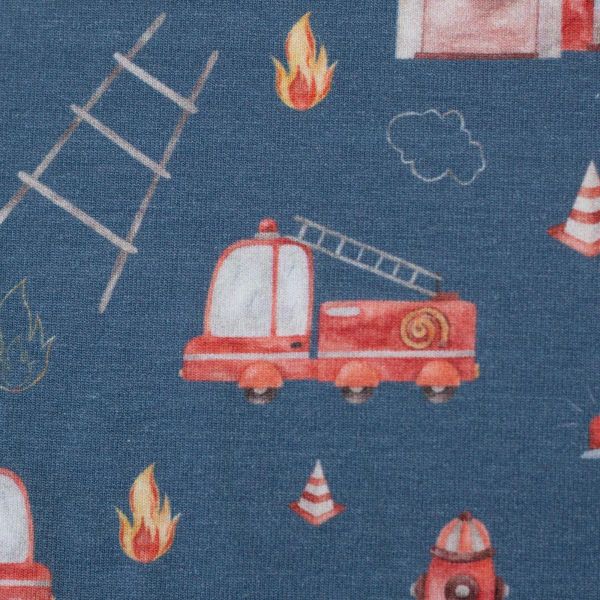Jersey Feuerwehr blau rot – Baumwolljersey Serie Samern by Swafing
