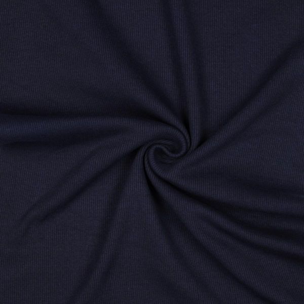 Bio Strickbündchen dunkelblau – fein geripptes Bündchen 2x2 Organic Rib Tube navy
