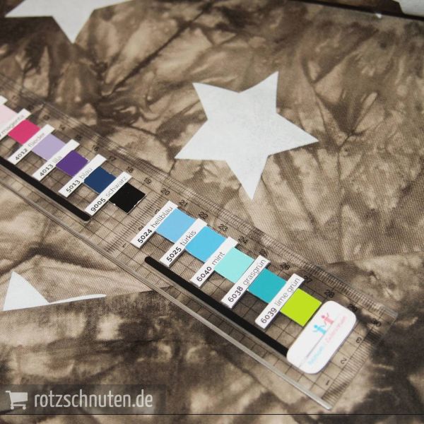 Viscose Jersey STAR – Batik Sterne stein beige doubleface