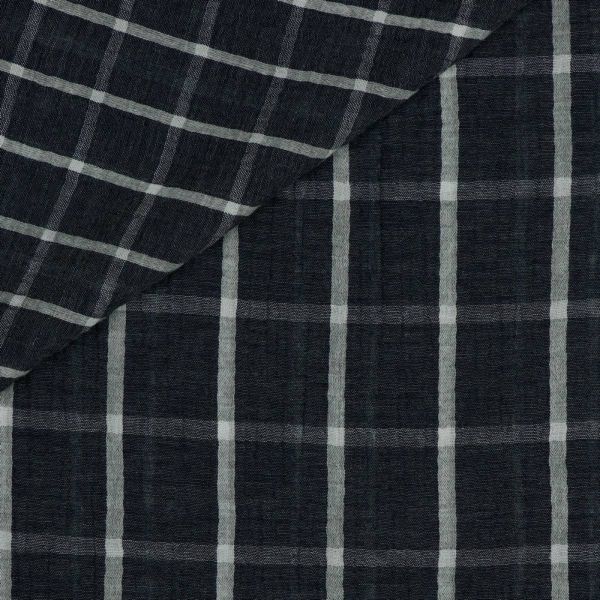 Baumwolle Musselin Karo dunkelblau – Double Gauze Melange Check navy