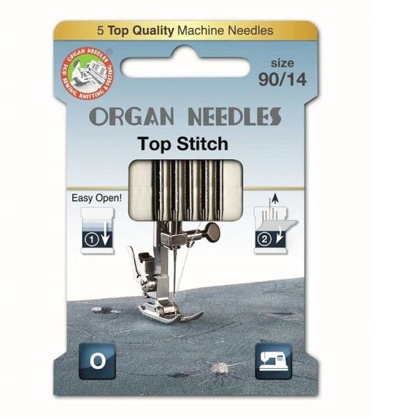 ORGAN ECO Nähmaschinen Nadeln – Top Stitch 90/14 für Ziernähte / Absteppen