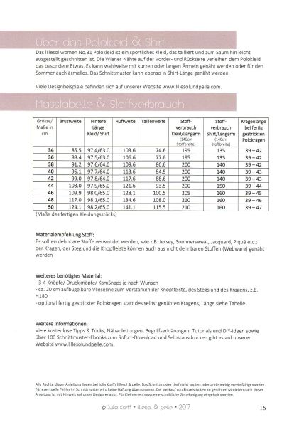 Schnittmuster Polokleid Shirt Lillesol women No.31