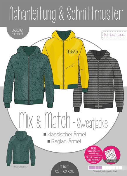 Schnittmuster Mix & Match Sweatjacke Herren von KiBaDoo - Gr. XS-4XL