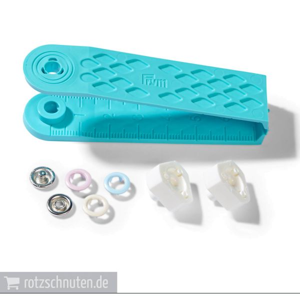 21 Jersey Druckknöpfe PRYM LOVE – 8mm rosa hellblau creme mit Werkzeug