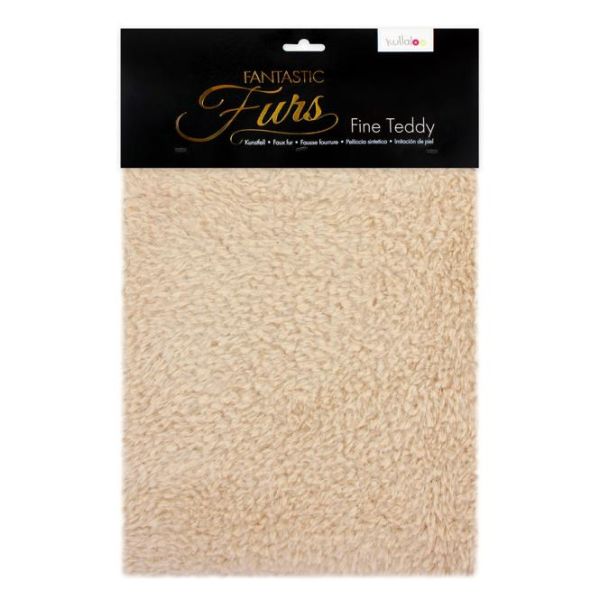 Kullaloo Teddystoff Fantastic Furs macadamia beige - Fine Teddy 100x75cm Kunstfell