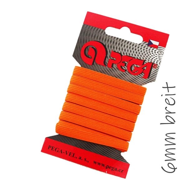 5m schmales Gummiband orange - 6mm breit