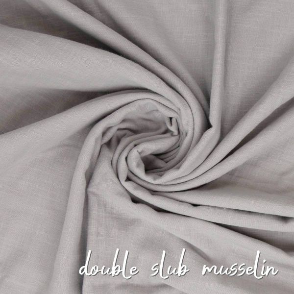Double Slub Musselin hellgrau – Double Gauze Sorea aus Baumwolle