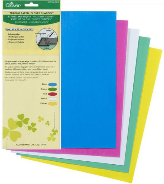 Clover Kopierpapier in 5 Farben - Schnittmusterpapier Kopierpapier für Kopierrädchen - Tracing Papie