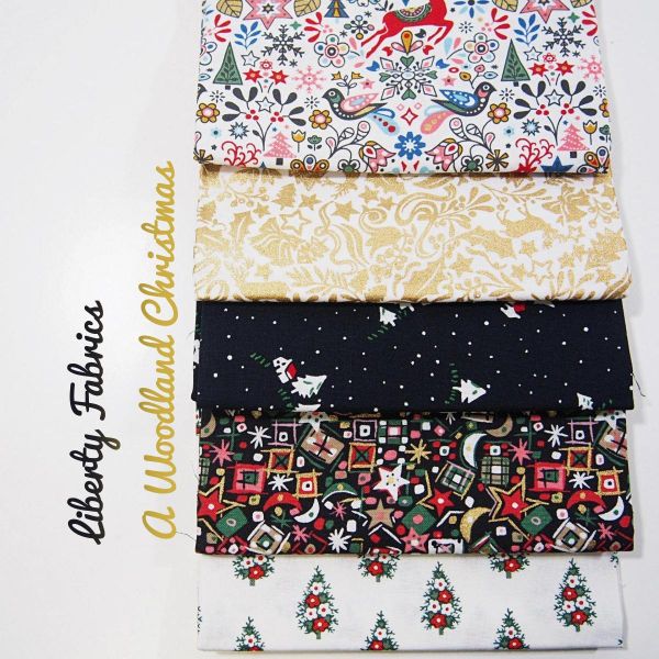 Fat Quarter Stoffpaket Liberty Fabrics Weihnachten rot schwarz gold - 5 Designs je 45x55cm