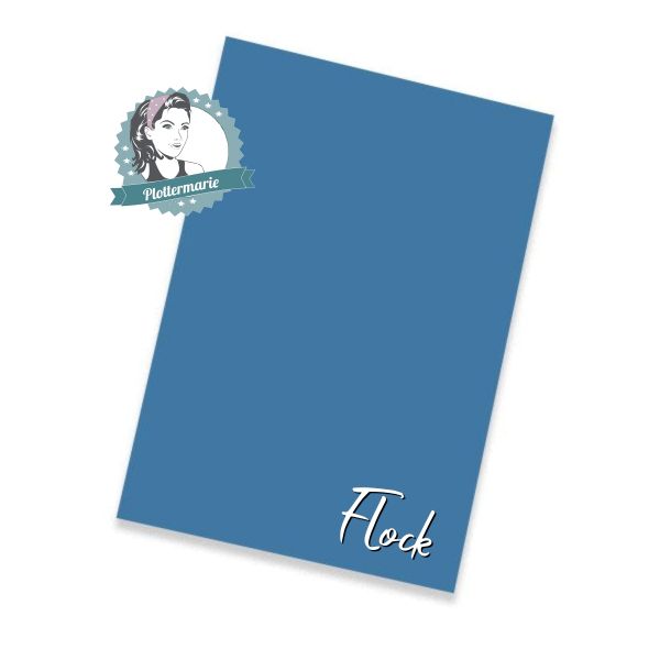 Flockfolie für Textildruck blau A4 - Plotterfolie von Plottermarie Flock Velours 480µ