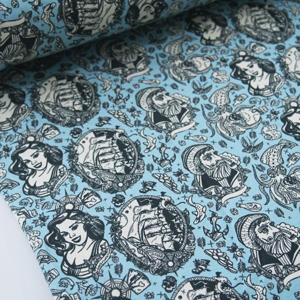 Sweat Seemann Braut Anker Seegelboot türkis hellblau – French Terry Maritim Kapitän FVJ2384