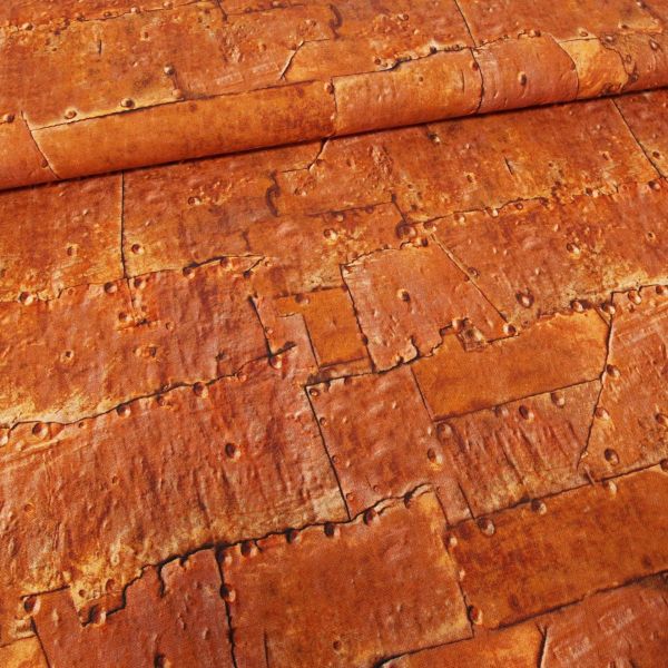 Deko Canvas MESTRAL OXIDO Rostoptik kupferbraun - 150 cm Baumwolle - made in Spain