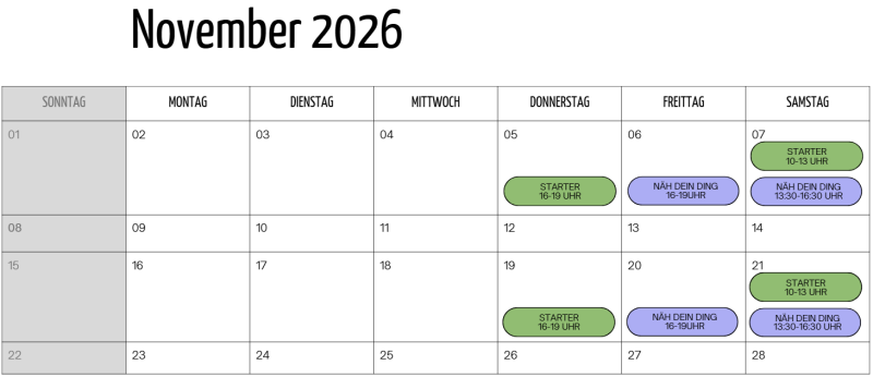 Nähkurse November