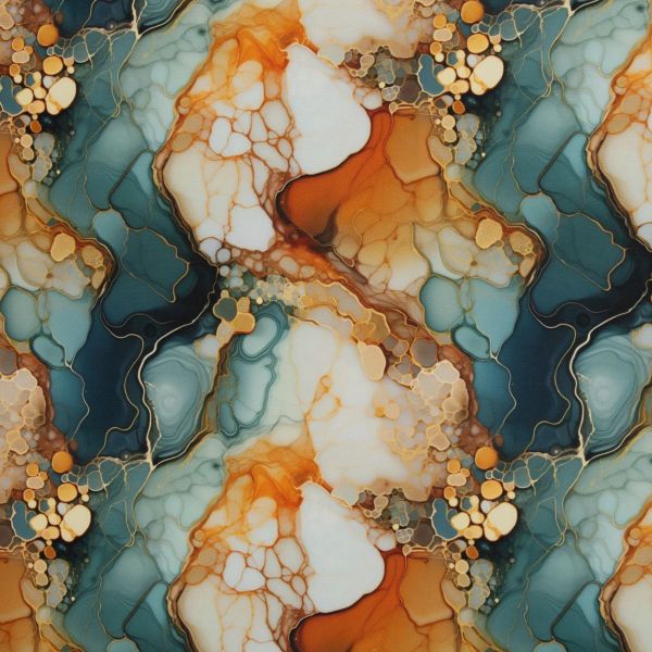 Oxford Gewebe für Taschen - Flowing Bloom - Marmor smaragd kupfer – Design von Sarah Mariam für Swa