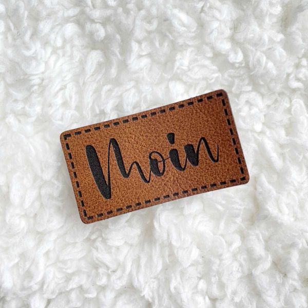 Aufnäher Label - Moin braun - für einzigartige Nähprojekte, Strickwerke & Gebasteltes