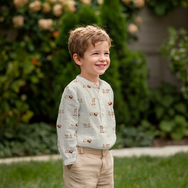 Musselin mit Stickerei Hunde – Double Gauze Embroidery Dogs aus 100% Baumwolle