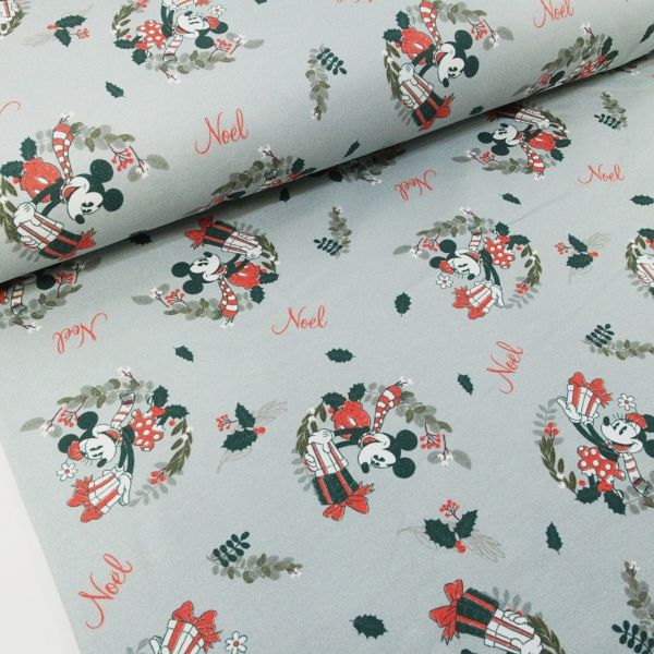 Soft Sweat Mickey und Minnie Maus Weihnachten mint - angerauhter French Terry Noel