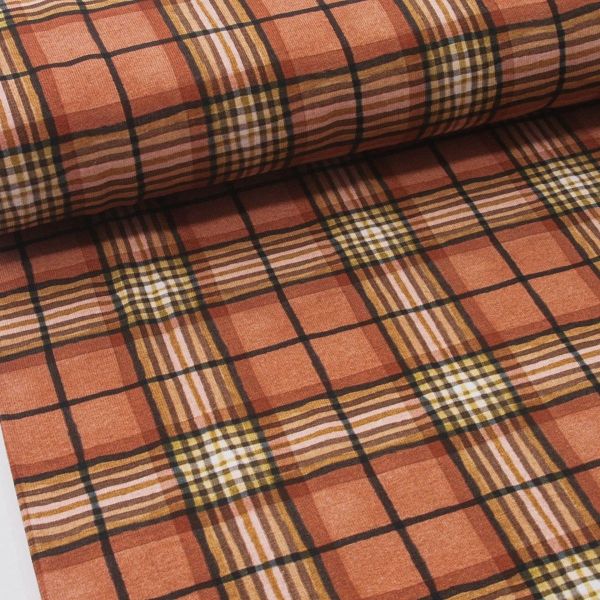 Jersey Schottenkaro rost braun ocker – Serie Lets Rain again von Swafing