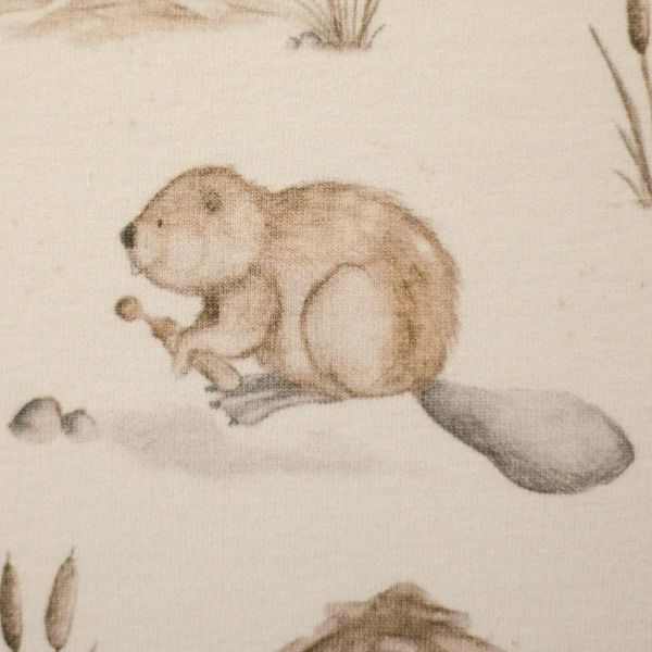 Sweat Biber Otter beige creme - Pond Life French Terry by Christiane Zielinski