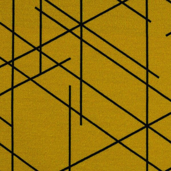 Sweat Streetstyle Kombistoff Lines senf schwarz von lycklig – French Terry