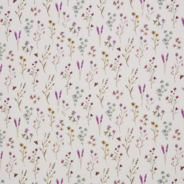 Double Slub Musselin zarte Blüten Gräser weiß – Double Gauze Wild Meadow by Swafing