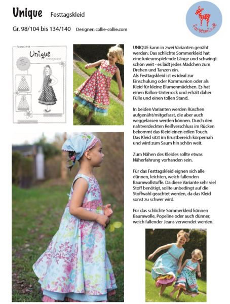Schnittmuster Sommerkleid Unique von Farbenmix – Gr. 98-140