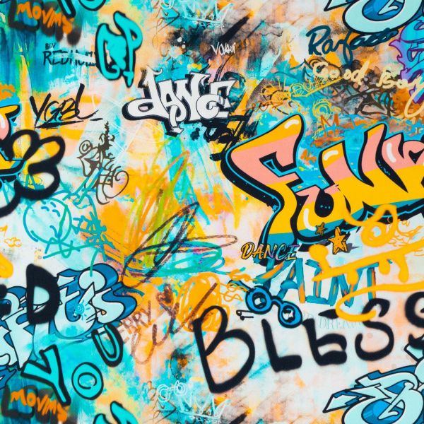 Baumwolle Popeline Canvas Street Art Graffiti bunt