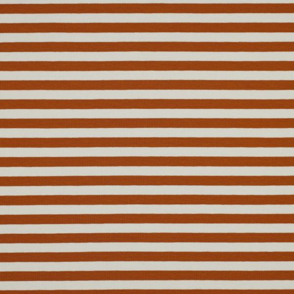 French Terry Streifen terracotta creme - Sommersweat Yarn Dyed Stripes light brown offwhite