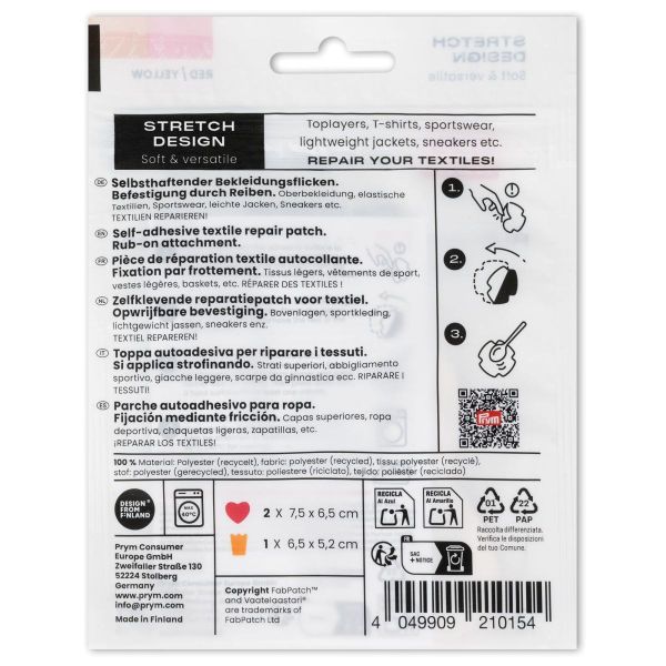 Prym x FabPatch Stretch Design Reparaturflicken Herz & Krone 3 Stück