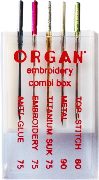 ORGAN ECO Nähmaschinen Nadeln – Embroidery COMBI BOX – für Stickarbeiten