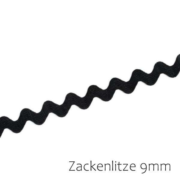 Zackenlitze 9mm schwarz – Borte Spitze Zackenband