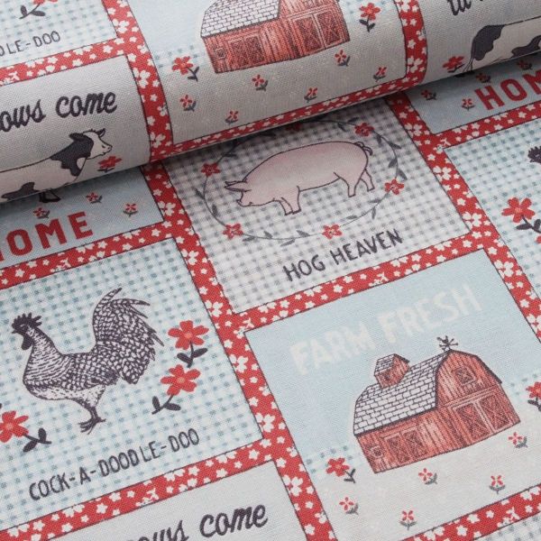Baumwolle Bauernhof Patch Huhn Schwein Kuh – Farm Fresh by Jessica Flick