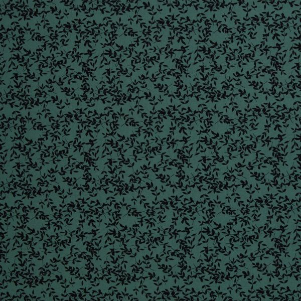 Swafing Eleonora Baumwoll-Webware grün – feines schwarzes Blättermuster