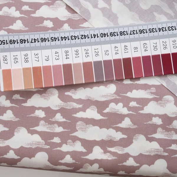 Baumwolle weiße Wolken altrosa – Her & History by Bonnie Christine