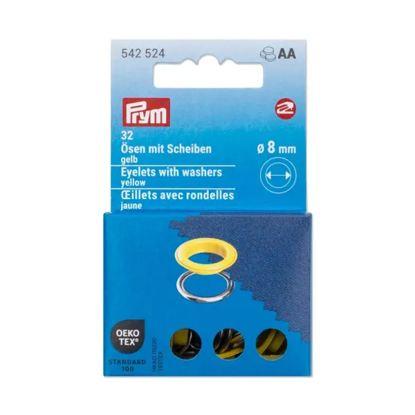 20 Ösen mit Scheiben 8mm gelb - für das Prym Vario Creative Tool