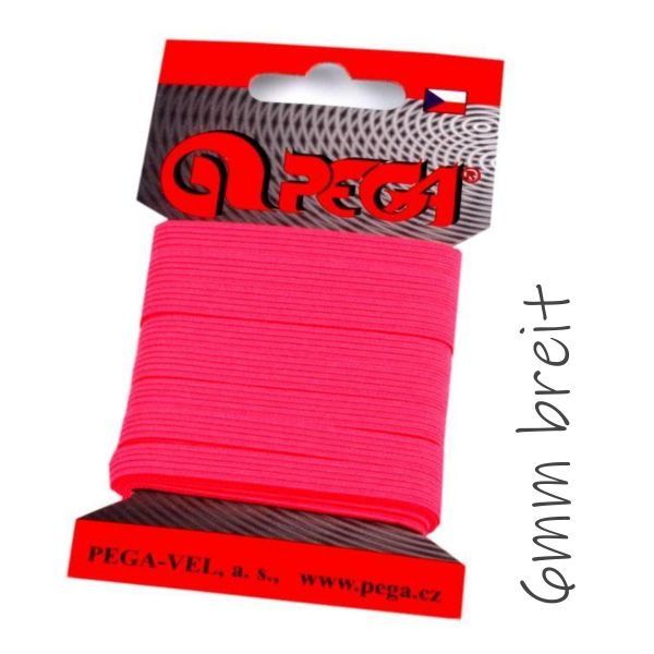 5m schmales Gummiband neon pink - 6mm breit