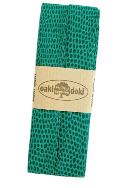 3m Schrägband Safari Schlange grün - Animal Print Snake Biasband Baumwolle 40/20/10