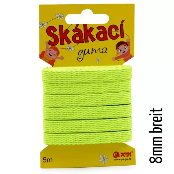 5m schmales Gummiband neon gelb - 8mm breit
