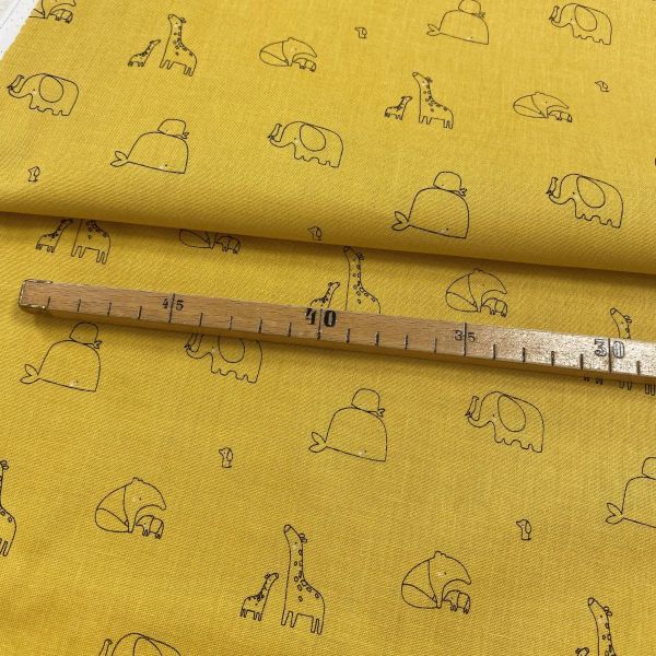 Baumwollstoff Little Things Animals Mustard – Riley Blake kleine Tiere senf gelb