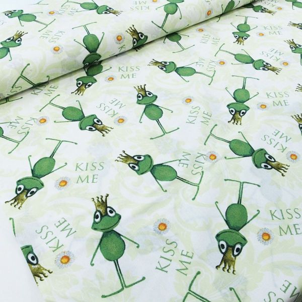 Baumwolle Froschkönig Gänseblümchen Kiss Me grün