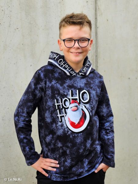 Ho HO HO Santa Snow blau - XMAS VIBES by Thorsten Berger – 85cm Panel French Terry