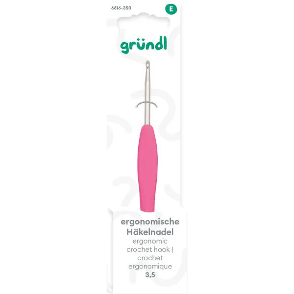 Gründl Ergonomische Häkelnadel 3,5 mm mit Softgrip für Amigurumi & mehr