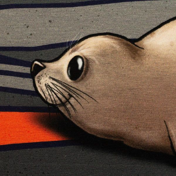 Jersey Robben Dünen beige grau - Salty Soul by Thorsten Berger - 80cm Panel