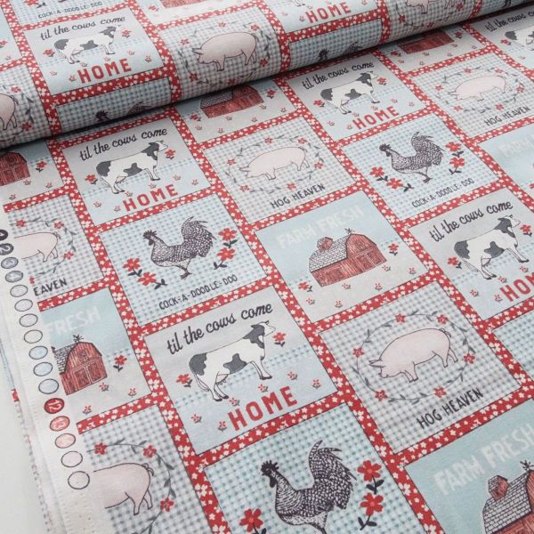 Baumwolle Bauernhof Patch Huhn Schwein Kuh – Farm Fresh by Jessica Flick