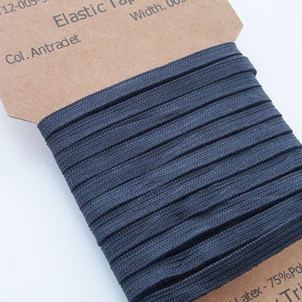 3m schmales Gummiband dunkelgrau 5mm breit – Maskengummi anthrazit